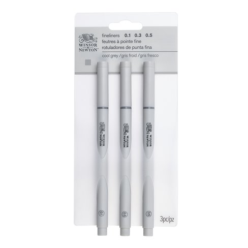 Winsor & Newton Cool Grey Fineliner Pen Assorted Set x 3