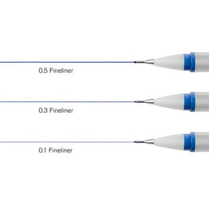 Winsor & Newton Indigo Blue Fineliner Pen Assorted Set x 3