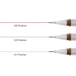 Winsor & Newton Sepia Brown Fineliner Pen Assorted Set x 3